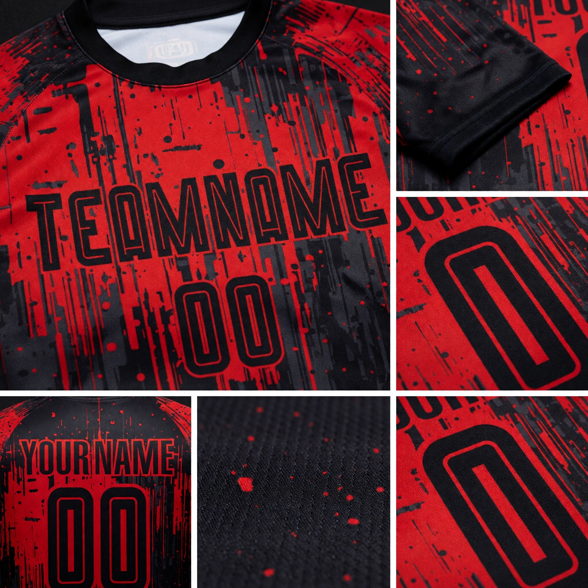 Custom Red Black Sublimation Soccer Uniform Jersey detail