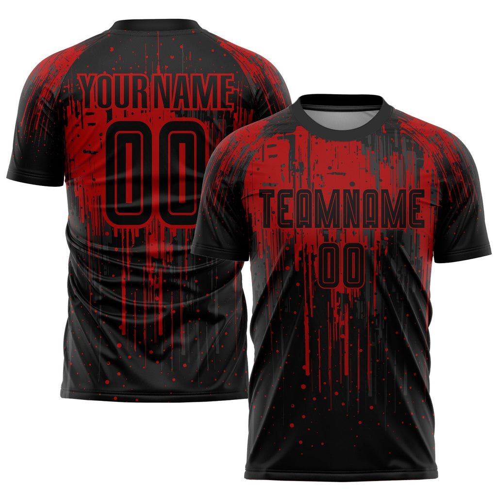 Custom Red Black Sublimation Soccer Uniform Jersey photo 1