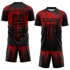 Custom Red Black Sublimation Soccer Uniform Jersey photo 2
