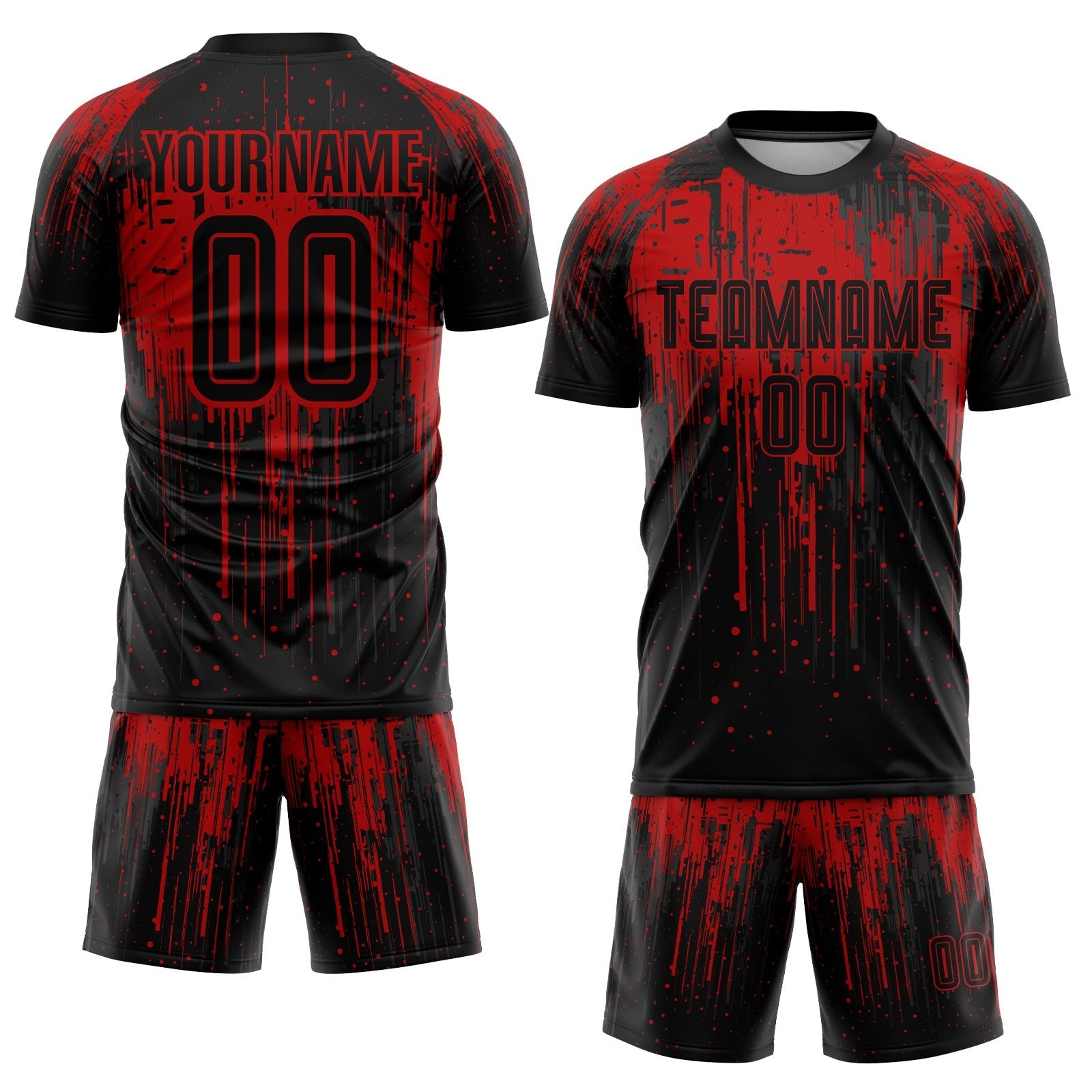 Custom Red Black Sublimation Soccer Uniform Jersey photo 2