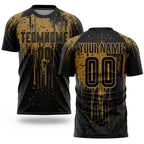 Custom Old Gold Black Sublimation Soccer Uniform Jersey