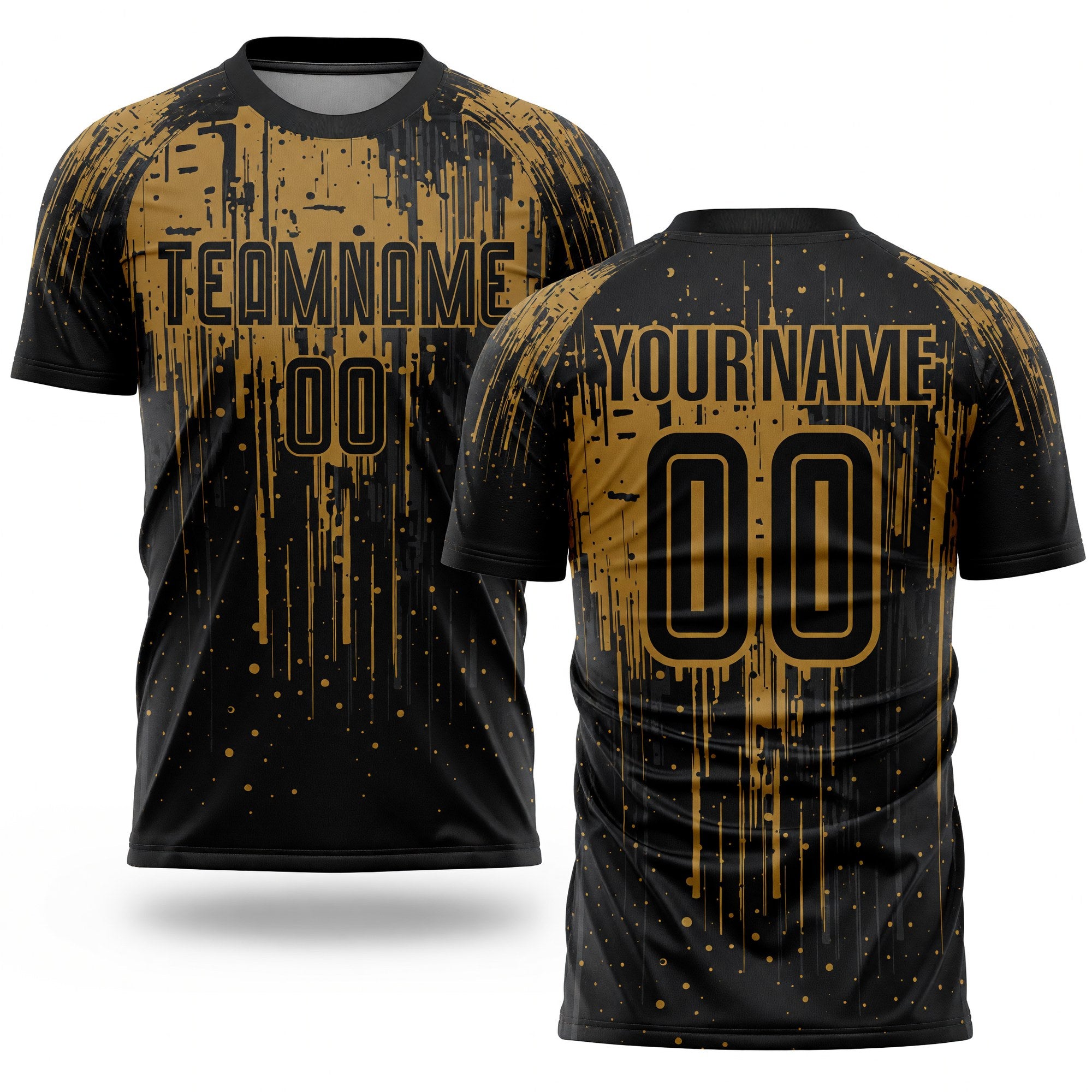 Custom Old Gold Black Sublimation Soccer Uniform Jersey