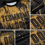 Custom Old Gold Black Sublimation Soccer Uniform Jersey detail