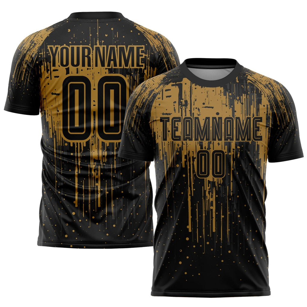Custom Old Gold Black Sublimation Soccer Uniform Jersey photo 1