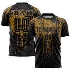 Custom Old Gold Black Sublimation Soccer Uniform Jersey photo 1