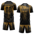 Custom Old Gold Black Sublimation Soccer Uniform Jersey photo 2