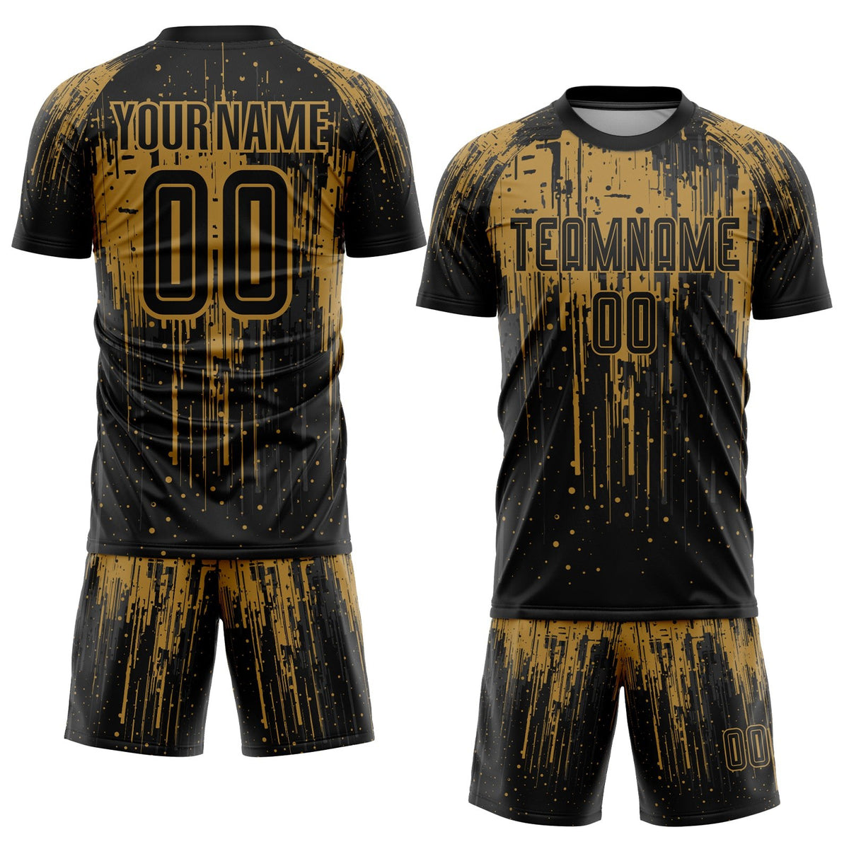 Custom Old Gold Black Sublimation Soccer Uniform Jersey photo 2