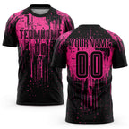 Custom Pink Black Sublimation Soccer Uniform Jersey