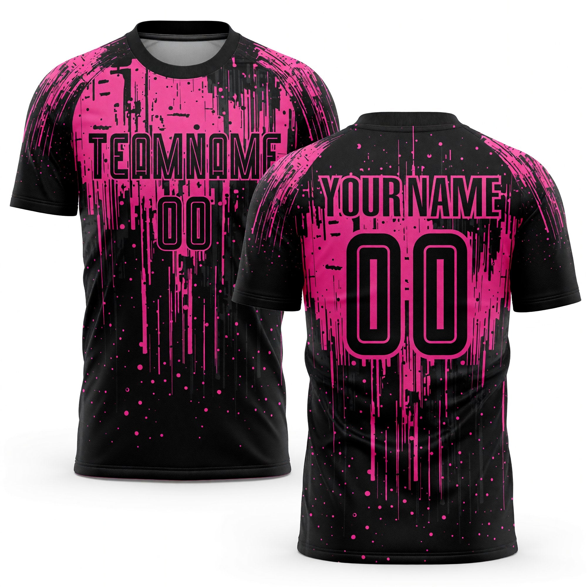 Custom Pink Black Sublimation Soccer Uniform Jersey