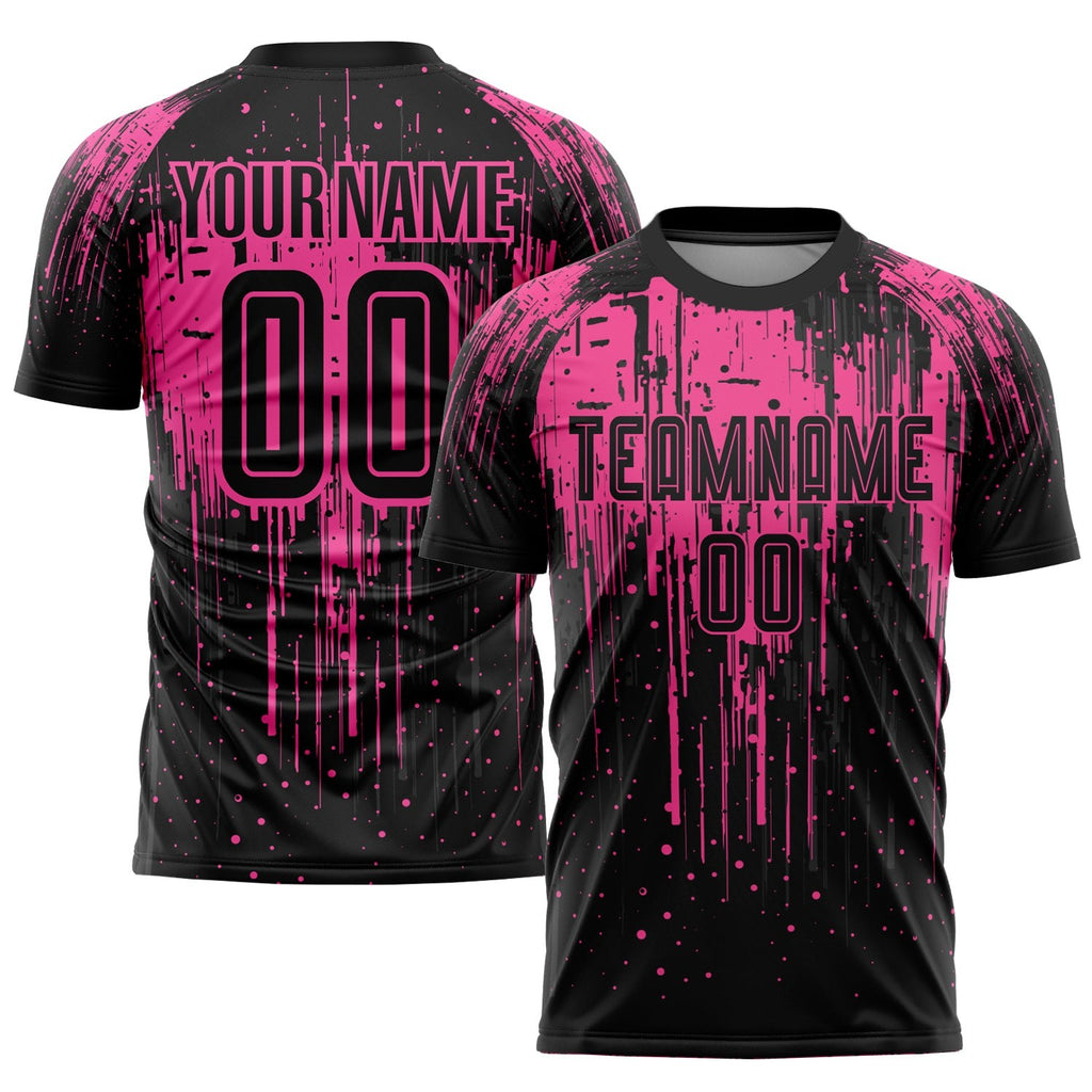 Custom Pink Black Sublimation Soccer Uniform Jersey photo 1