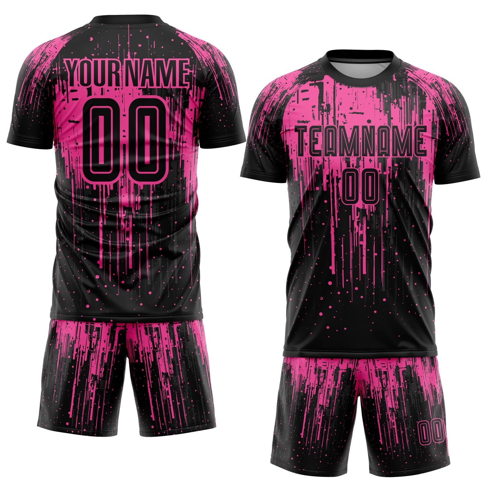Custom Pink Black Sublimation Soccer Uniform Jersey photo 2