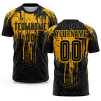 Custom Gold Black Sublimation Soccer Uniform Jersey