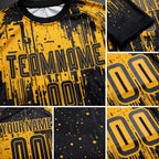 Custom Gold Black Sublimation Soccer Uniform Jersey detail