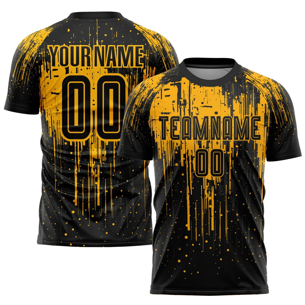 Custom Gold Black Sublimation Soccer Uniform Jersey photo 1