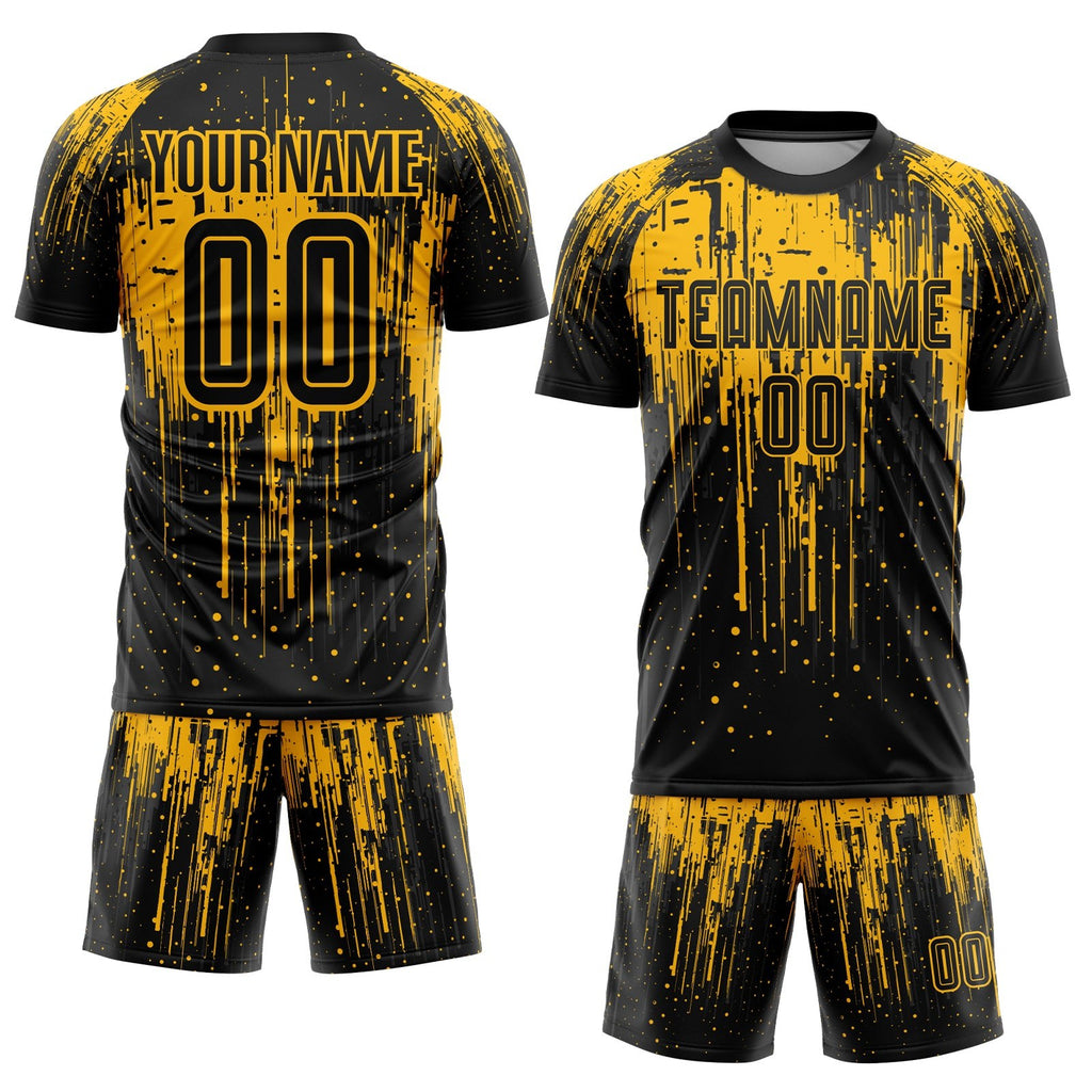 Custom Gold Black Sublimation Soccer Uniform Jersey photo 2