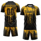 Custom Gold Black Sublimation Soccer Uniform Jersey photo 2