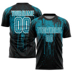 Custom Teal Black-White Sublimation Soccer Uniform Jersey photo 1