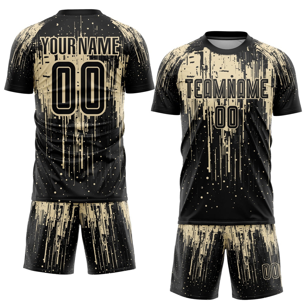 Custom City Cream Black Sublimation Soccer Uniform Jersey photo 2