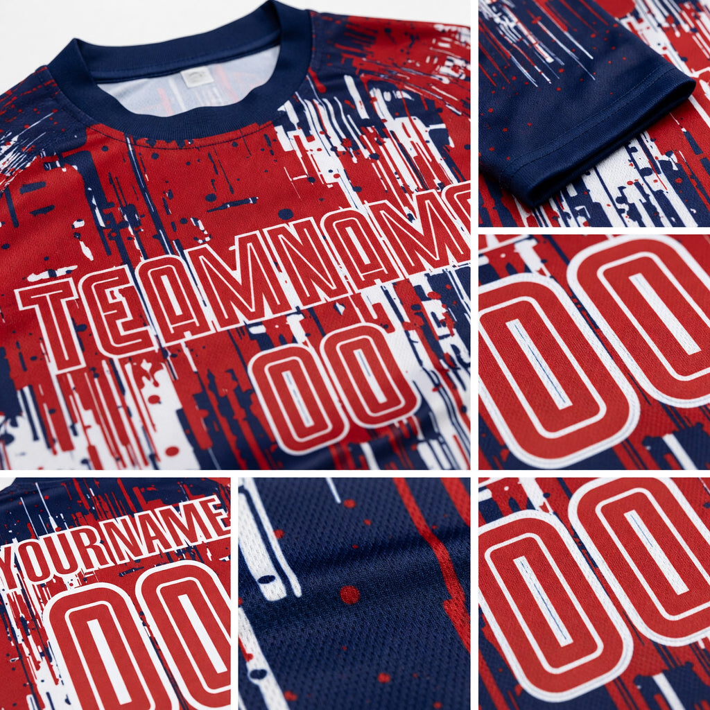 Custom Red Royal-White Sublimation Soccer Uniform Jersey detail