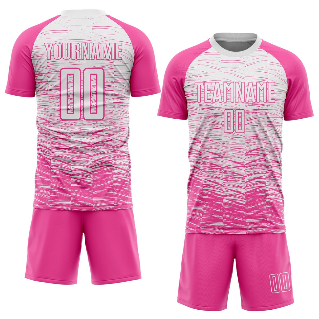 Custom Pink White Sublimation Soccer Uniform Jersey photo 2