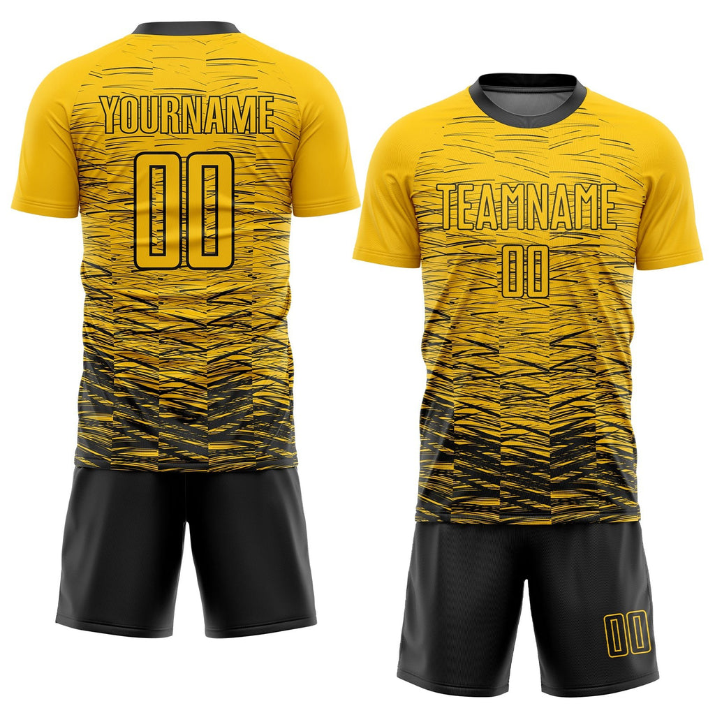Custom Yellow Black Sublimation Soccer Uniform Jersey photo 2