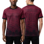 Custom Crimosn Black Sublimation Soccer Uniform Jersey worn front and back