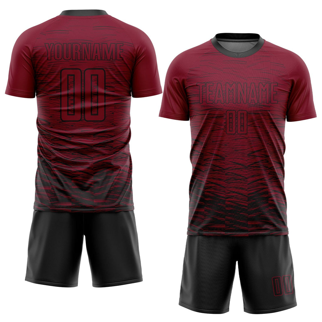 Custom Crimosn Black Sublimation Soccer Uniform Jersey photo 2