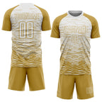 Custom Old Gold White Sublimation Soccer Uniform Jersey photo 2