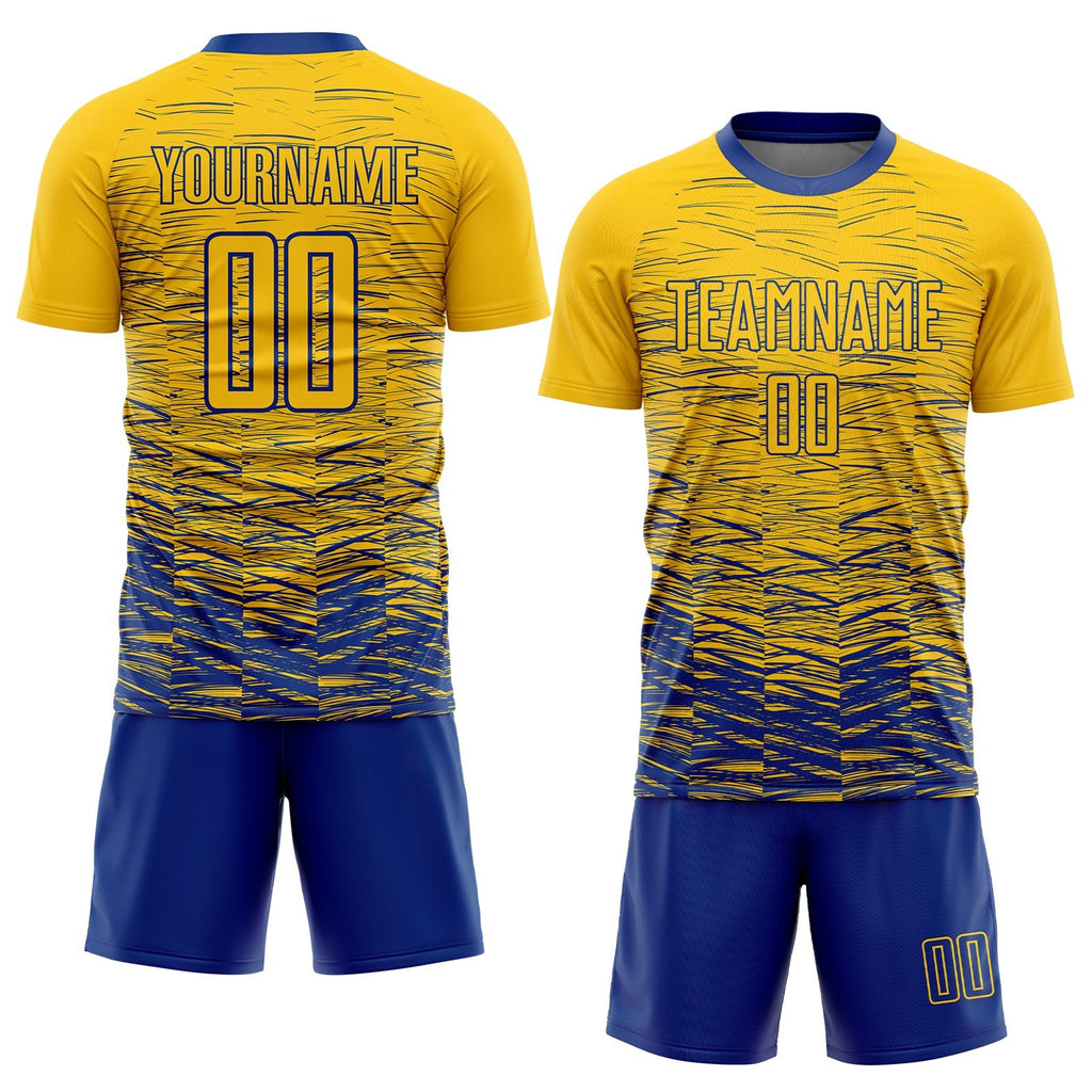 Custom Yellow Royal Sublimation Soccer Uniform Jersey photo 2
