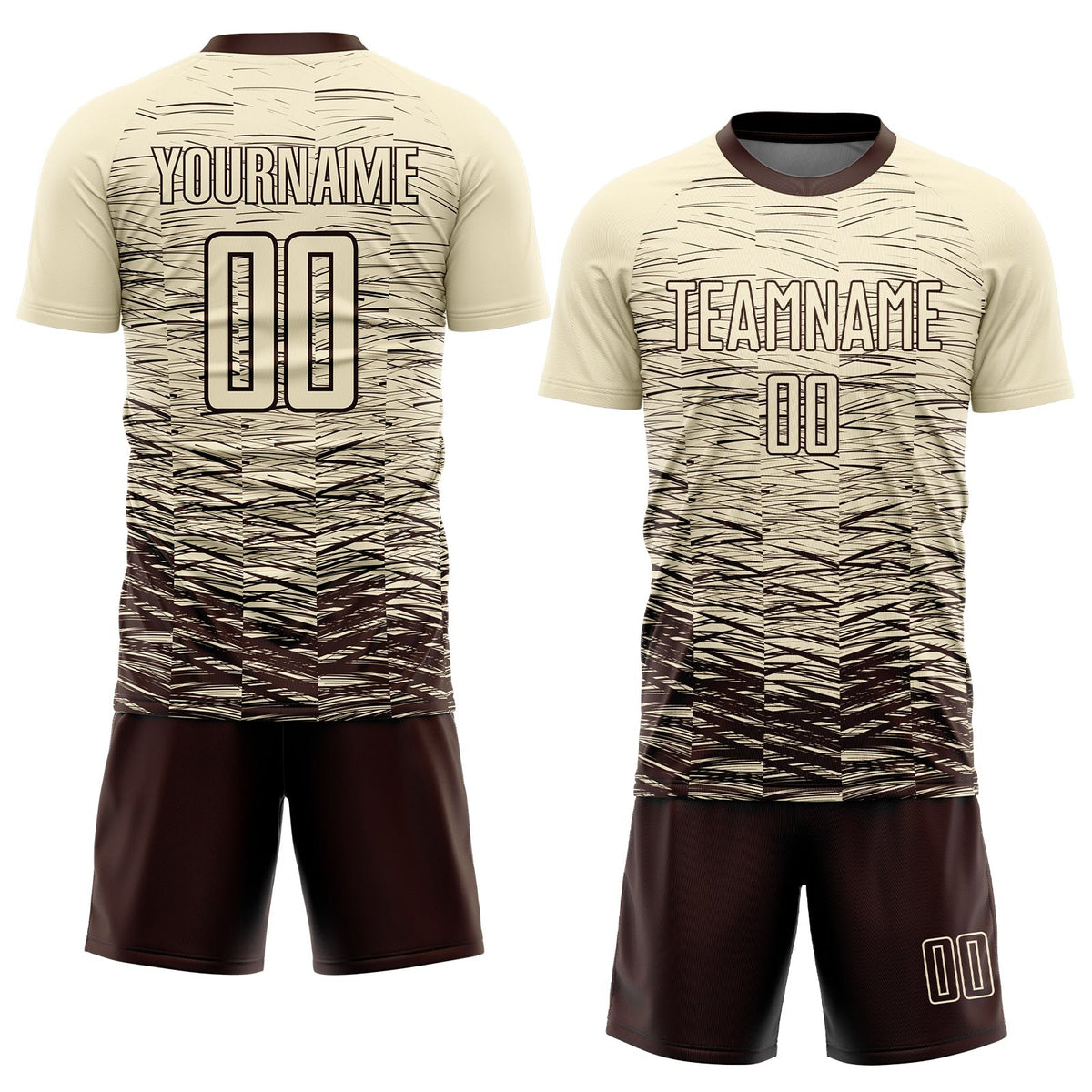 Custom Cream Brown Sublimation Soccer Uniform Jersey photo 2