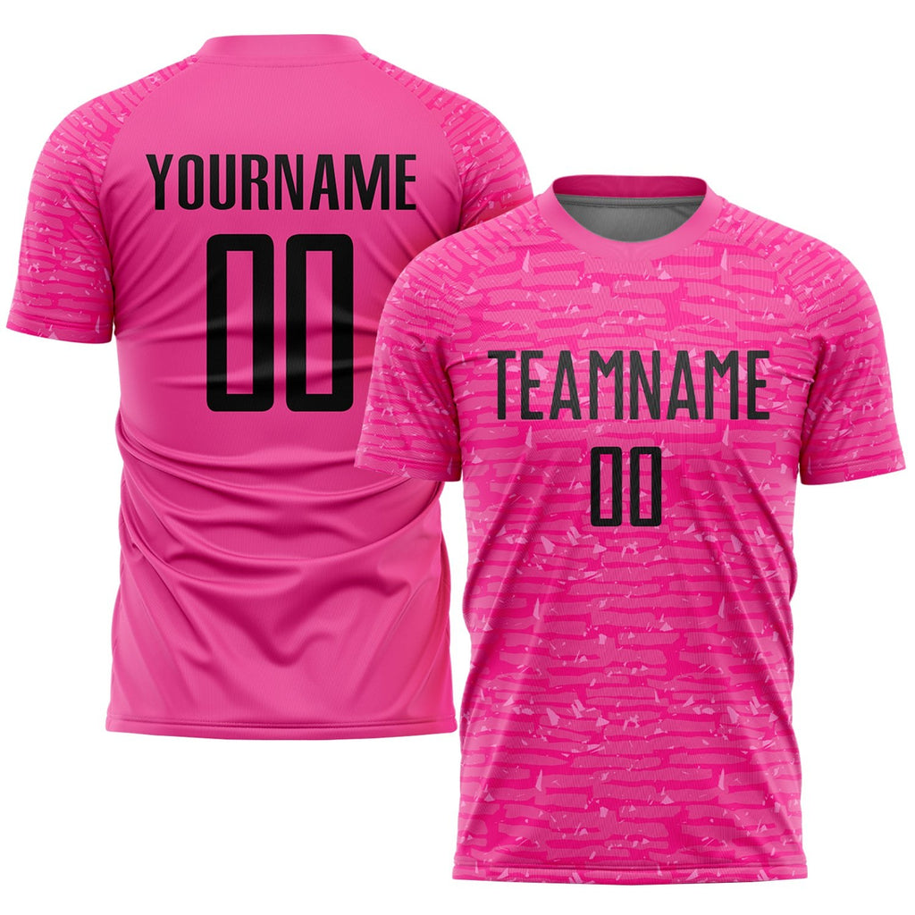 Custom Pink Black Sublimation Soccer Uniform Jersey photo 1