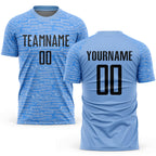 Custom Light Blue Black Sublimation Soccer Uniform Jersey