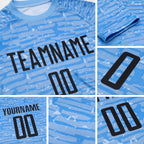 Custom Light Blue Black Sublimation Soccer Uniform Jersey detail