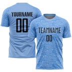 Custom Light Blue Black Sublimation Soccer Uniform Jersey photo 1
