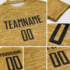Custom Old Gold Black Sublimation Soccer Uniform Jersey detail