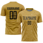 Custom Old Gold Black Sublimation Soccer Uniform Jersey photo 1