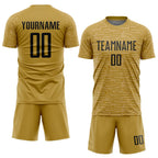 Custom Old Gold Black Sublimation Soccer Uniform Jersey photo 2