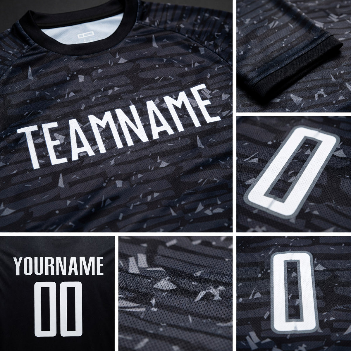 Custom Black White Sublimation Soccer Uniform Jersey detail