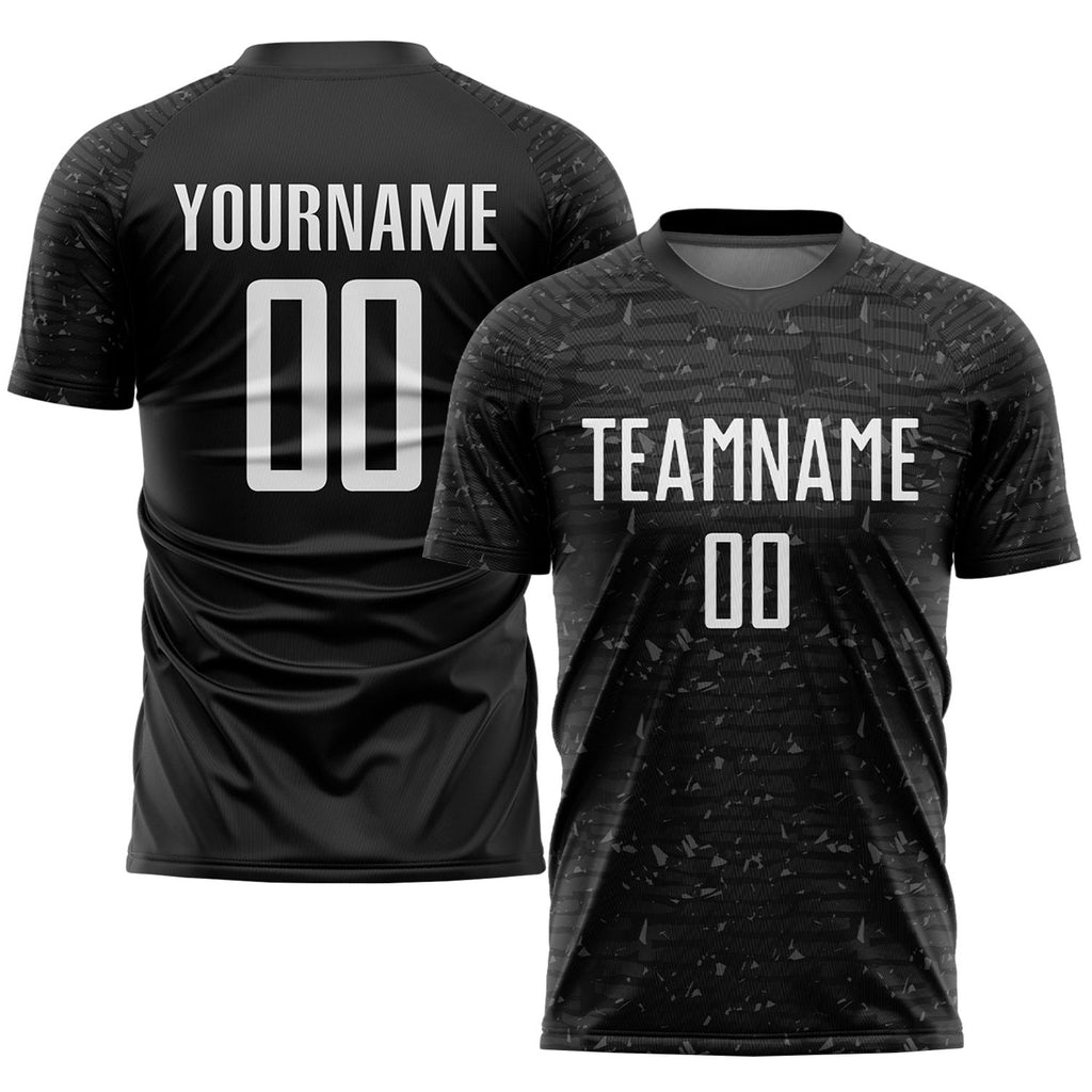 Custom Black White Sublimation Soccer Uniform Jersey photo 1