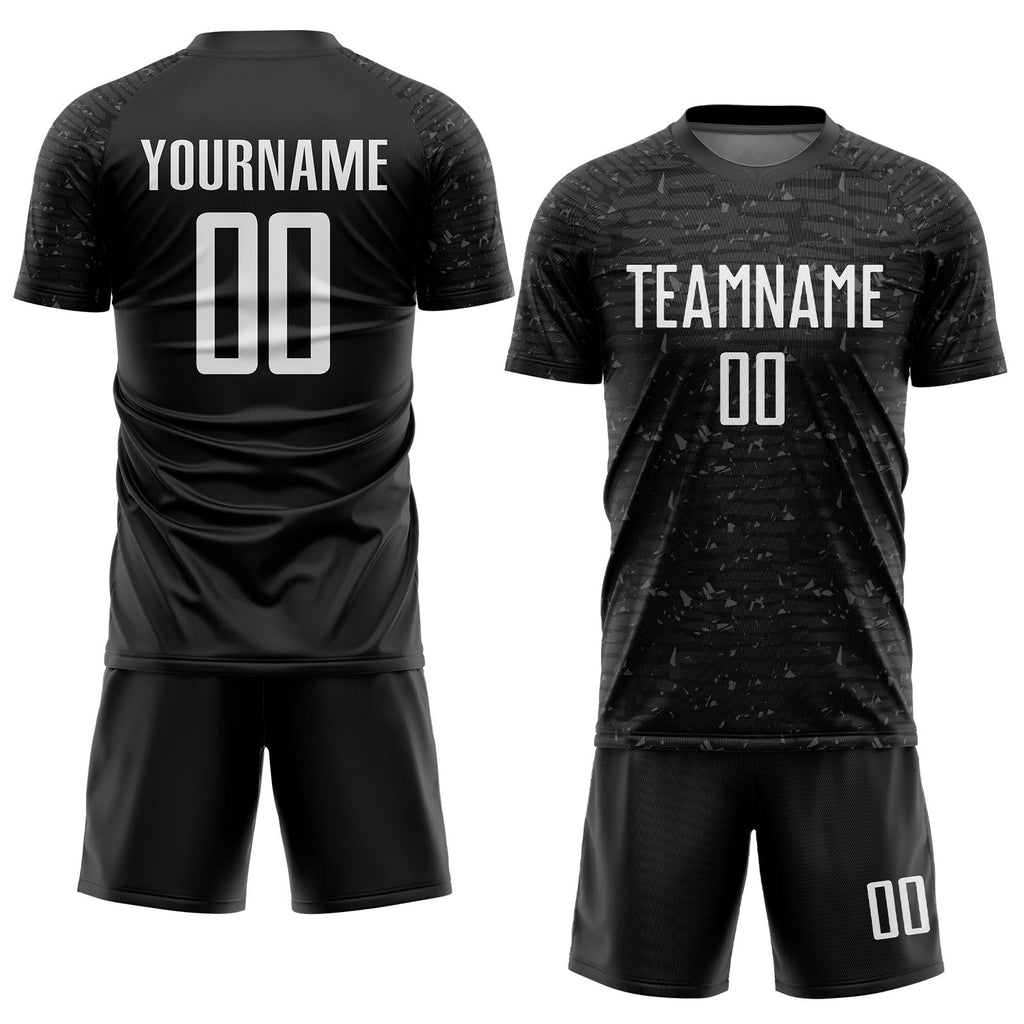 Custom Black White Sublimation Soccer Uniform Jersey photo 2