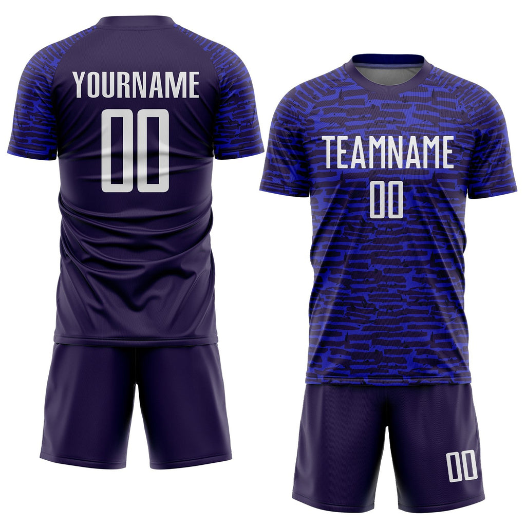 Custom Royal White Sublimation Soccer Uniform Jersey photo 2