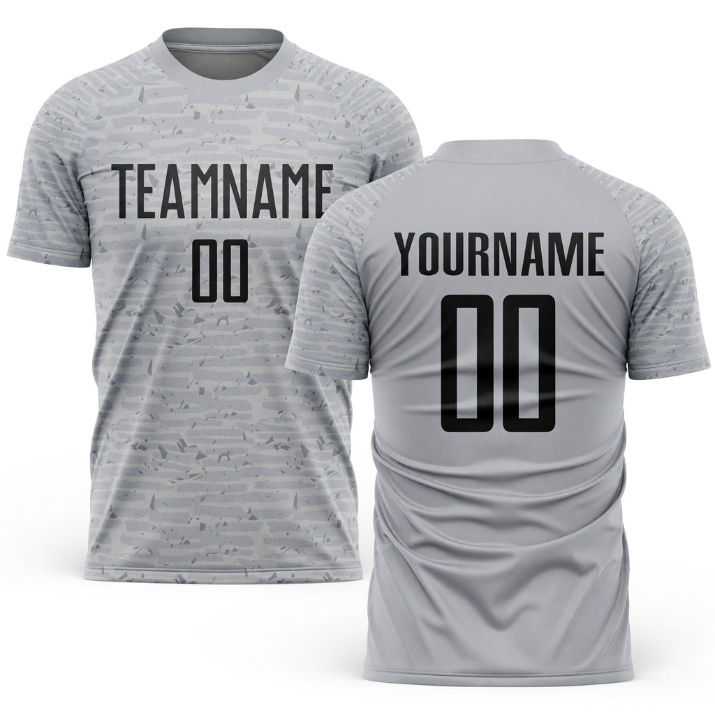 Custom Gray Black Sublimation Soccer Uniform Jersey