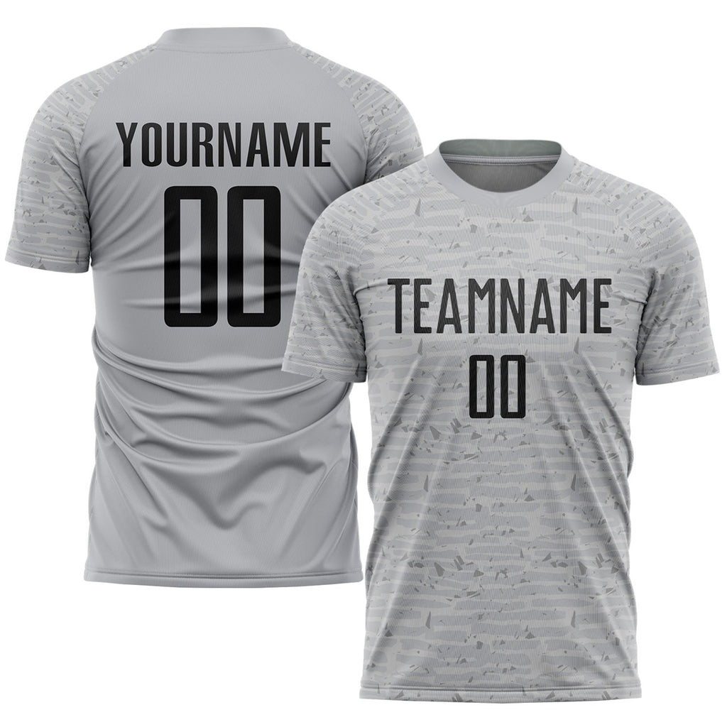 Custom Gray Black Sublimation Soccer Uniform Jersey photo 1