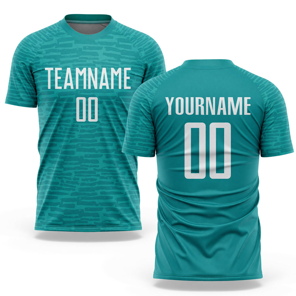 Custom Teal White Sublimation Soccer Uniform Jersey