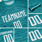 Custom Teal White Sublimation Soccer Uniform Jersey detail