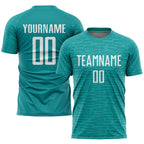 Custom Teal White Sublimation Soccer Uniform Jersey photo 1