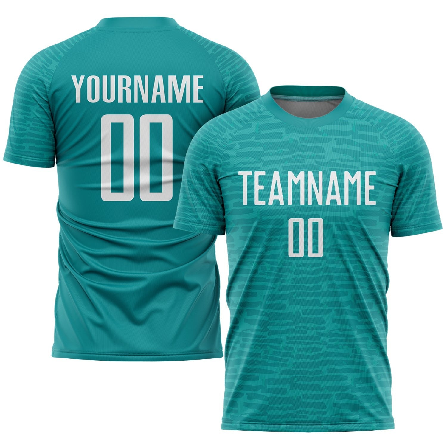 Custom Teal White Sublimation Soccer Uniform Jersey photo 1