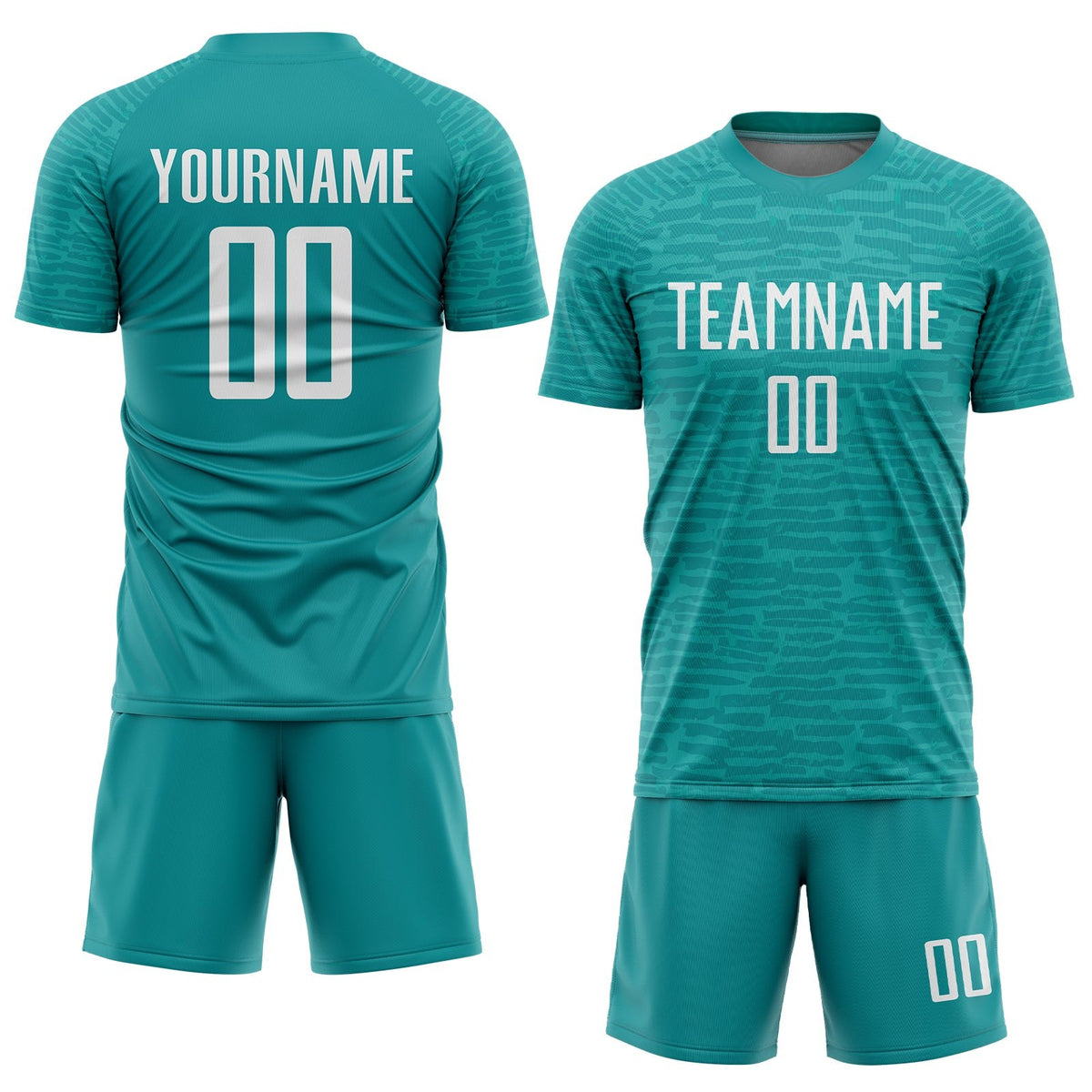 Custom Teal White Sublimation Soccer Uniform Jersey photo 2