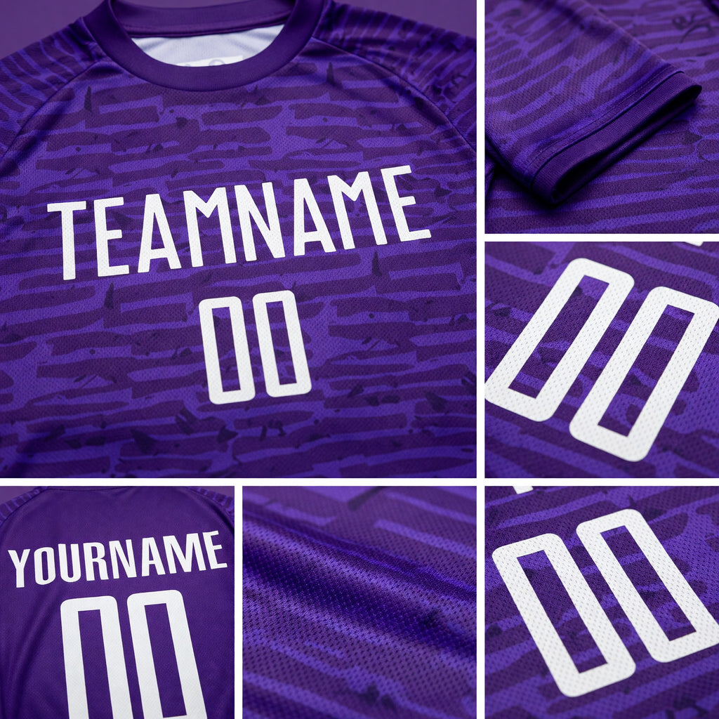 Custom Purple White Sublimation Soccer Uniform Jersey detail
