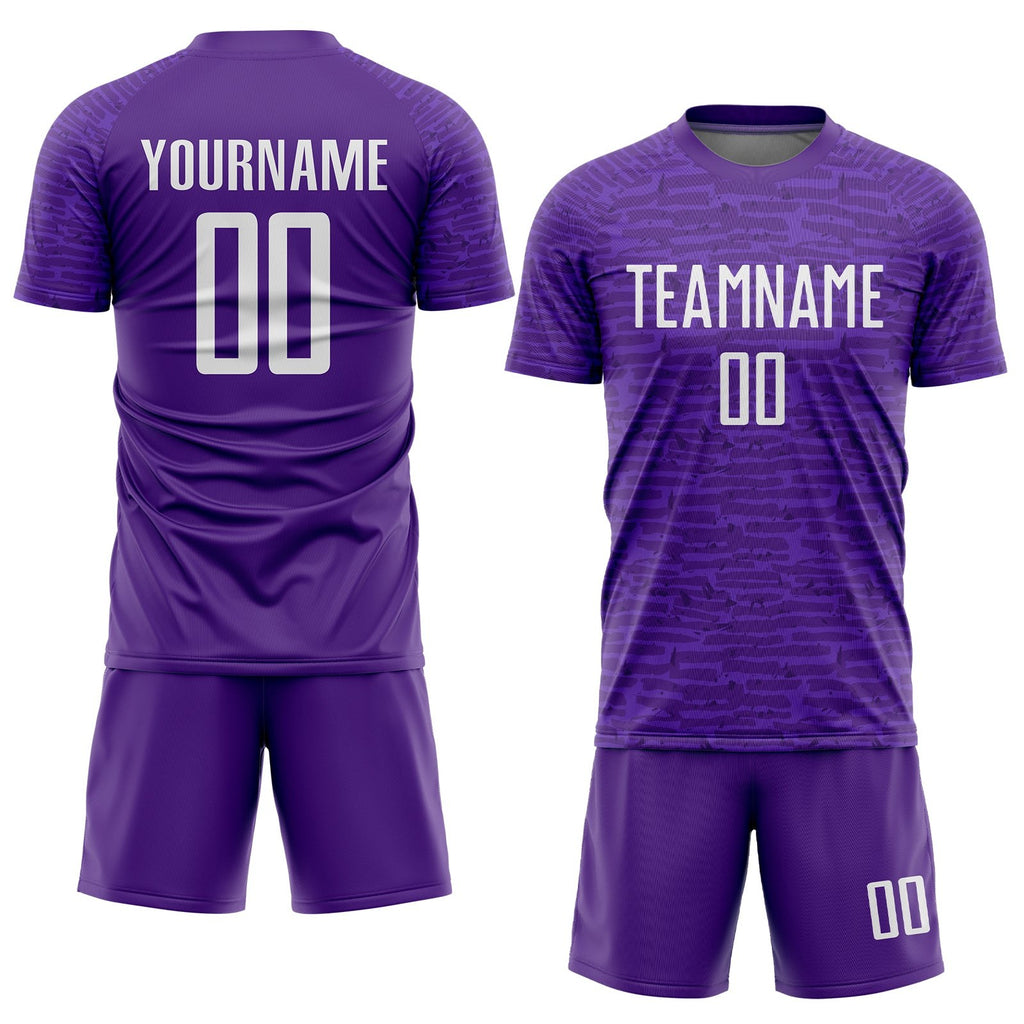 Custom Purple White Sublimation Soccer Uniform Jersey photo 2